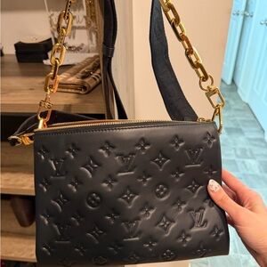 Louis Vuitton Black Crossbody Bag with Gold Chain